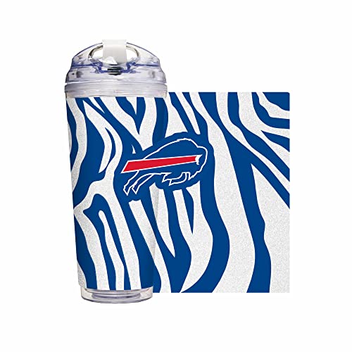 Image of Rico Industries NFL Football Glitter 24oz Acrylic Glitter Tumbler with Hinged Lid, Officially Licensed Double Wall Tumbler with Straw