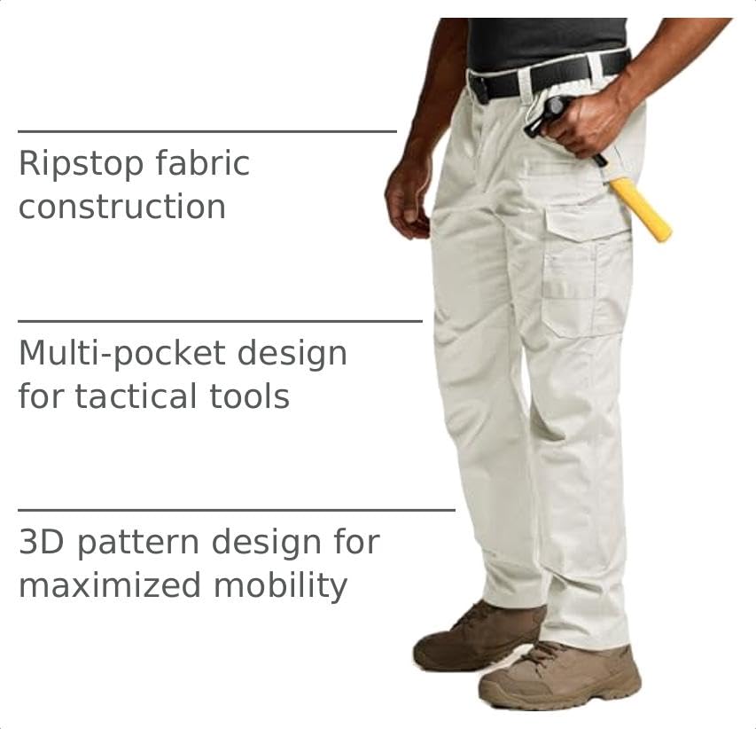 Image of CQR Men's Quick Dry Work Pants, Water Resistant Outdoor Tactical Pants, Lightweight Stretch Cargo Hiking Pants