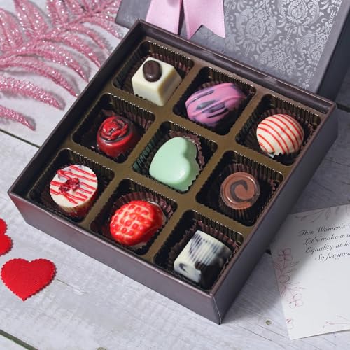 Image of Velvet Fine Chocolates Gift Hamper 9 Assorted Chocolates (Coffee Filling, Strawberry Filling, Rose Filling, Hazelnut, Cranberry, Butterscotch, etc)