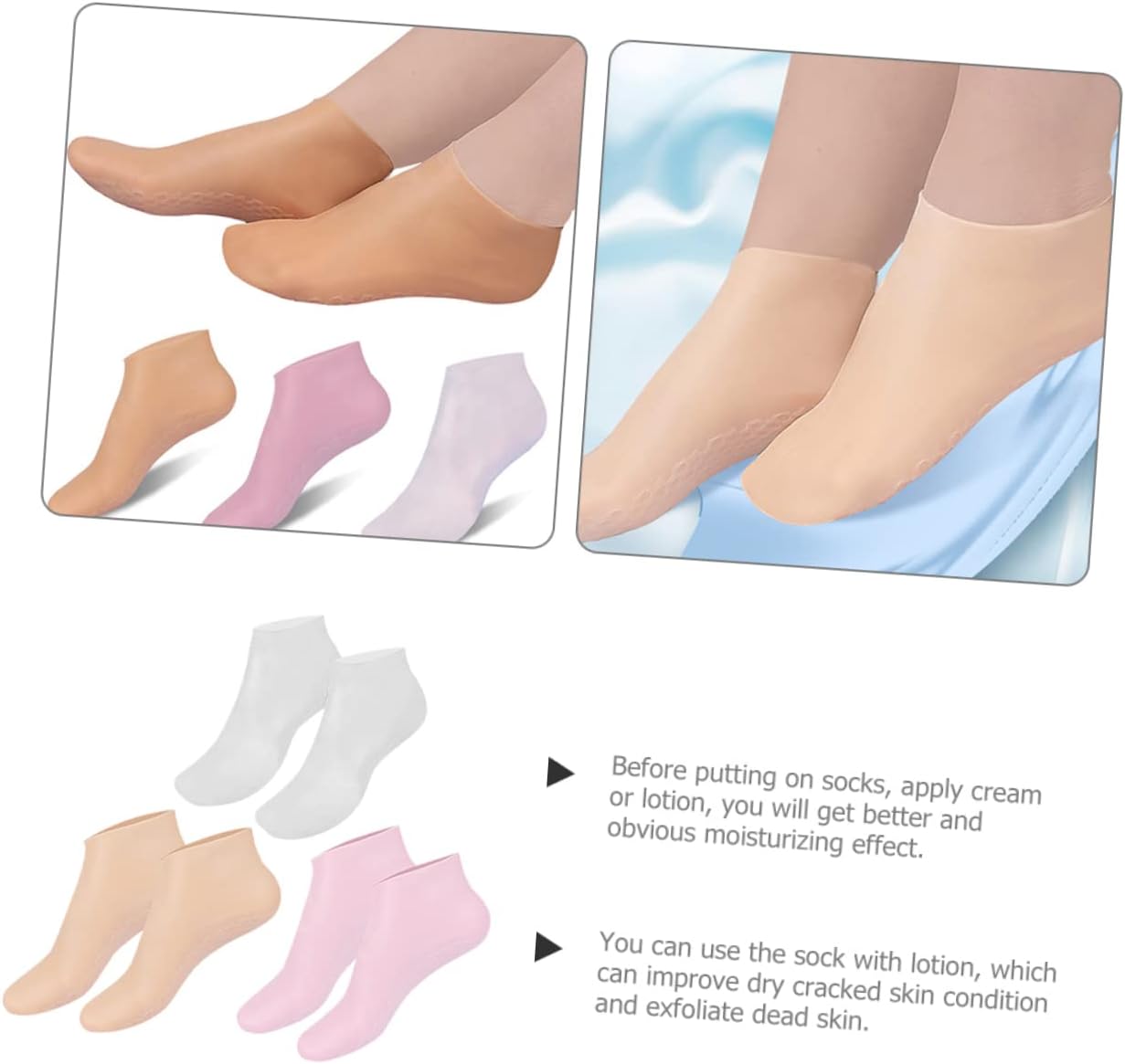 3pairs Moisturizing Socks Foot Moisturizer Socks for Women Spa Lotion Dry Cracked Feet Care