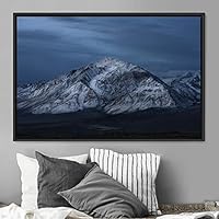 Framed Canvas Wall Art Snow Mountain Cool Expressive Farmhouse/Country Landscape Mountain Top Multicolor Photography Portrait Realism - 16x24 inches