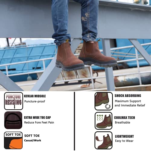 Diig Work Boots For Men, Soft Toe Waterproof Working Boots, Slip Resistant Anti-Static Slip-On Safety Working Shoes 8 9 10 11 12 13 (Crz/802Ee, 11) #TOP1