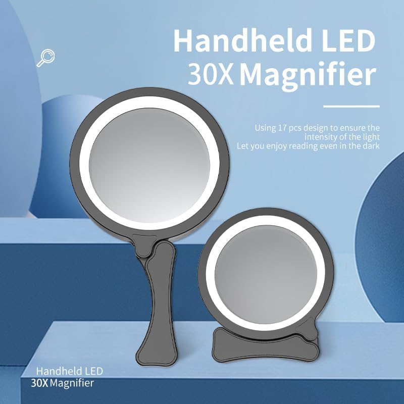 Miniatura 5 de Lupa con luz 30x potente lupa - Lupa para leer Lupa grande de mano con lupa de luz para personas mayores, color blanco