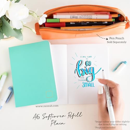 Image of NEORAH - A6 Notebook SOFT COVER | Journal REFILL | Unruled Notebook Journal | 110 GSM | 160 pages (Size 14.8 cm x 10.5 cm) Planner Journaling Writing Note Taking Diary-TEAL