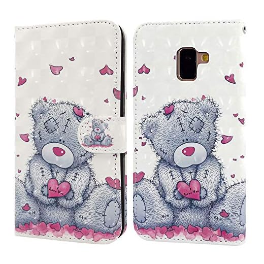 Ailisi Funda para Samsung Galaxy J6 2018, Oso de Peluche Visual 3D Billetera Carcasa Protectora de Cuero con Cierre magnético, Función de Soporte, Ranuras para Tarjetas -Teddy Bear