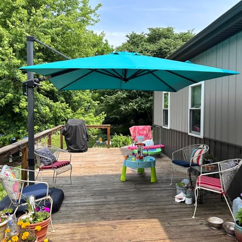 Image of PURPLE LEAF Patio Umbrella Outdoor 10' x 10' Easy Assembly Turquoise