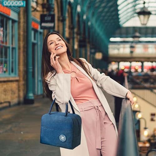 Image of Cotton Insulated Lunch Box Bag for Men & Lunch Bags for Office Women, Leakproof Tiffin Bag, Durable Lunch Box Bag for Adults (Blue), 5 Liters
