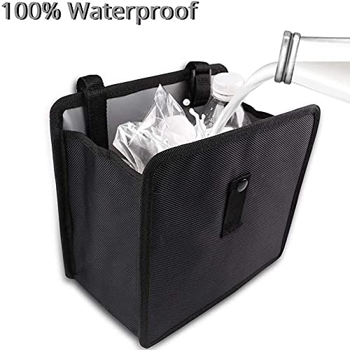 Image of N C Oxford Foldable Car Garbage Can Hanging Trash Can Bin Waterproof Multifuntional Car Organizer Wastebasket Vehicle Accessory for Travel and Camping Small