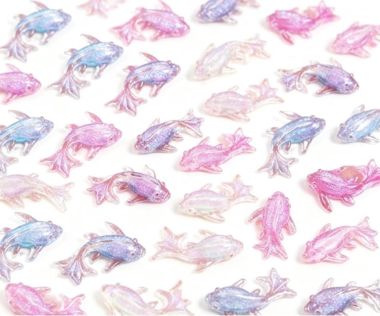 200Pcs Colorful Cute Mini Shiny Miniature Resin Goldfish Figurines, DIY Terrarium Crafts Ornament Accessories, Fairy Garden Accessories Ornament, Garden Sculptures and Statues, Mini Garden Decor-image-48