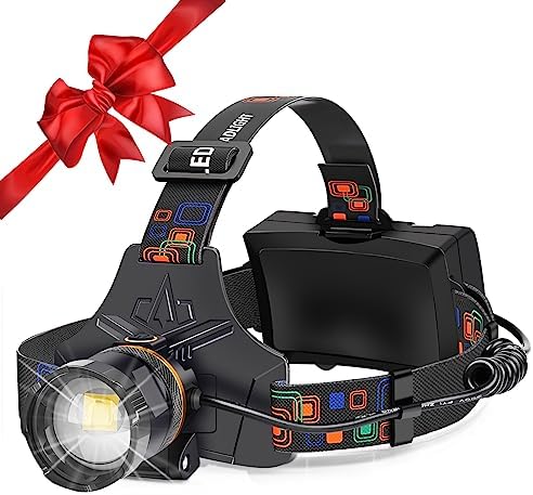 Headlamp Rechargeable, Headlamps for Adults Rechargeable with 90000 Lumens, 7 Modes, 7500mAh Batteries,XHP70 Head Lights for Forehead, Waterproof Headlamp Flashlight for Camping, Fishing