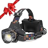 Headlamp Rechargeable, Headlamps for Adults Rechargeable with 90000 Lumens, 7 Modes, 7500mAh Batteri
