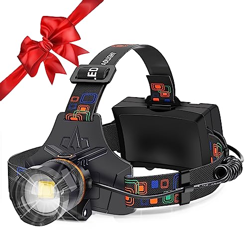 Headlamp Rechargeable, Headlamps For Adults Rechargeable With 90000 Lumens, 7 Modes, 7500Mah Batteries,Xhp70 Head Lights For Forehead, Waterproof Headlamp Flashlight For Camping, Fishing #TOP1