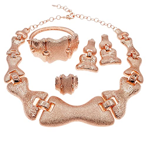 Juego de joyas chapadas en oro rosa de alta densidad con pendientes maxi