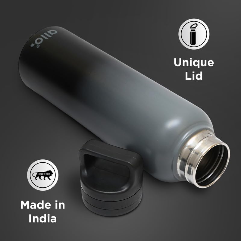 Image of Allo Stainless Steel Water Bottle For Adults, Kids 950ml Water Bottles For School, Office, Sports, Gym 950ml Water Bottle For Men And Women, Pack Of 5| Leak Proof, Bpa Free, Dark Grey And Black