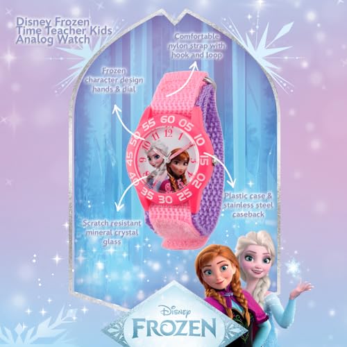 Frozen Elsa And Anna Watch For Kids 3-5, Pink Bezel & Pink Nylon Strap, Frozen Watch For Girls, Perfect Watches Kids, Elsa Toys 3-5 Year Olds, Stylish And Fun Girls2