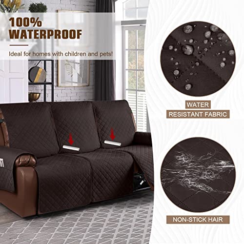 Kincam Waterproof Recliner Sofa Cover, Non-Slip Reclining Couch Covers For 3 Seat, Recliner Couch Cover Furniture Protector With Elastic Straps For Pets, Kids, Chocolate #TOP2