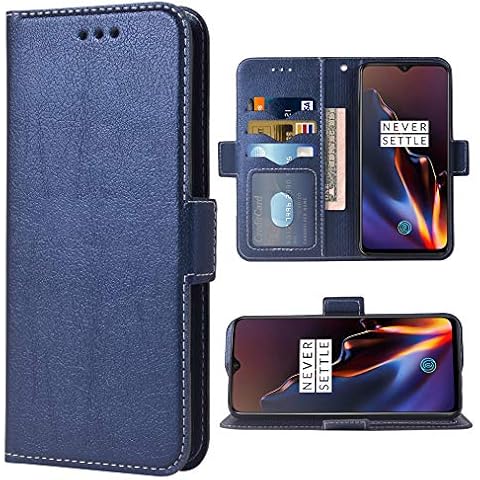 Phone Case for Oneplus 6T Folio Flip Wallet Case,PU Leather Credit Card Holder Slots Full Body Protection Kickstand Phone Cover for Oneplus6T A6013 One Plus6T 1 Plus 1plus 1+ 1+6T Cases Men Dark Blue Cover
