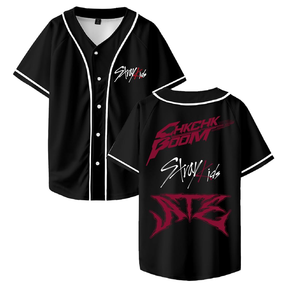Stray Kids Ate Chk Chk Boom Maillot de baseball à manches courtes T-shirt streetwear