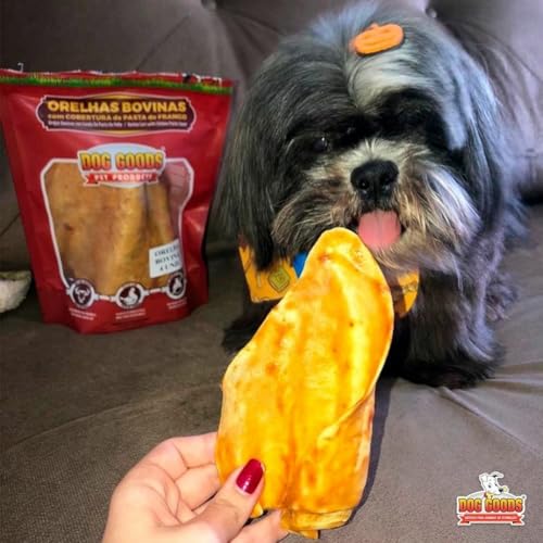 Orelhas Bovinas Com Cobertura de Pasta de Frango 100% Naturais para Cães, Sem Corantes Artificiais,