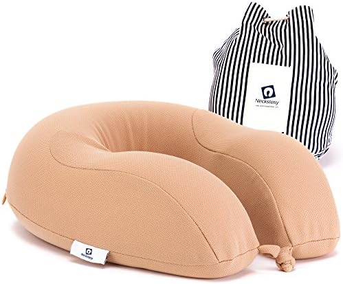 LIQUIDATION - Neckstasy - 4 in 1 Bundle - Memory Foam Travel Neck Pillow with Carry Bag, Earplugs and Eye Mask, Beige