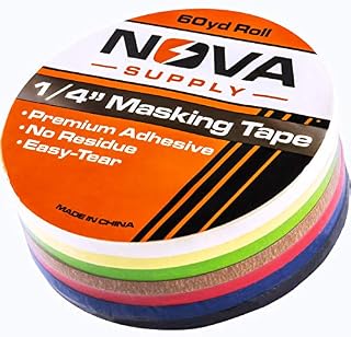 Premium 7 Color Value Pack of 1/4in x 60yd Adhesive Masking Tape. Use