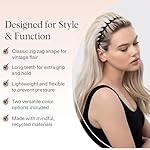 Kitsch Zig Zag Headbands for Women Non Slip – Fashion Accessories for Slicked Back Styles - Comfortable Comb Headband with Teeth | Ideal Gifts for Women - Tortoise & Black Headband - 2 pcs - Image 4