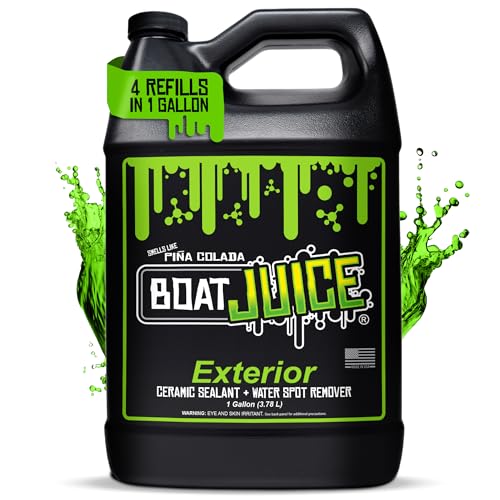 Boat Juice 2in1 Exterior Boat Cleaner & Protectant | Water Spot Remover with SiO2 Ceramic Sealant | Pina Colada Scent | Marine Detailing & Boat Cleaning Supplies Accessories | Made in USA (1 Gallon)