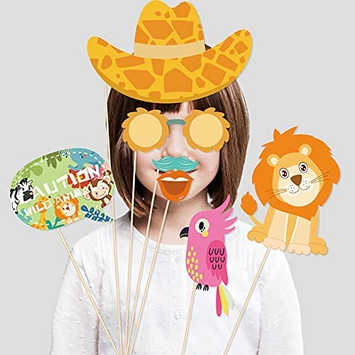 Kristin Paradise 25Pcs Safari Animals Photo Booth Props With Stick, Tribal Jungle Theme Selfie Props, Wild Birthday Party Supplies, Photography Backdrop Decorations #TOP3