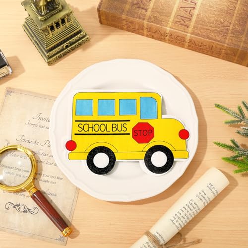 Image of Whaline 100Pcs Back to School Paper Napkin Yellow School Bus Disposable Napkins School Season Luncheon Dinner Napkin for First Day of School Party Supplies
