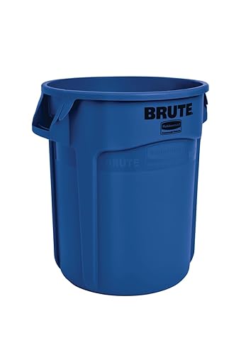 Rubbermaid Commercial Products Fg264360 Brute - Bote de basura, redondo, resistente, 44-galones, color gris, Azul
