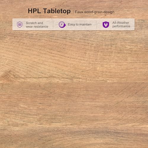 Image of PURPLE LEAF Large Outdoor Dining Set for 12 with HPL Table and Chairs Teak
