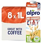 Alpro Oat No Sugars Plant-Based Long Life Drink - 100% Bitish Oats - Unsweetened - Vegan Dairy Free & Lactose Free Milk Alternative - 1L (Pack of 8)