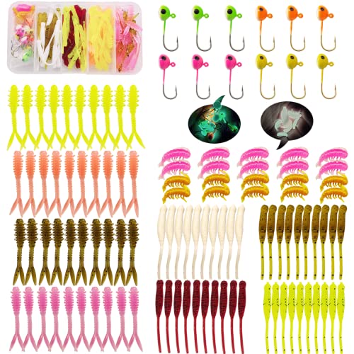 Ice Fishing Jig-1 (Kit C01-1/32 (12 leuchtende Vorrichtungen 1/32 oz, 100 weiche Köder)) Cover