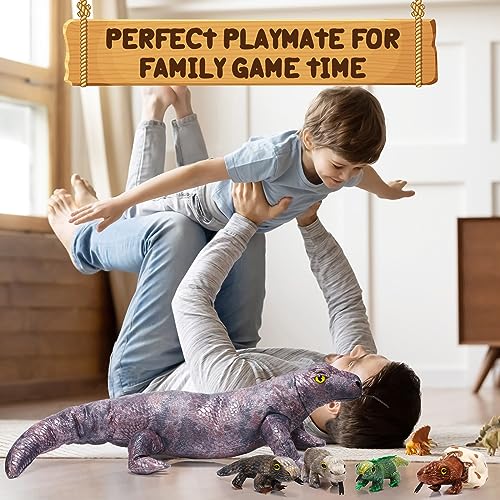 Zomiboo 5 Pieces Komodo Dragon Plush Toy Set 26 Inch Monitor Lizard Stuffed Animal with 4 Plush Baby Lizards, Stuffed Komodo Dragon Plush Giant Lizard for Boy Girl Birthday Gift Pet Party Favor