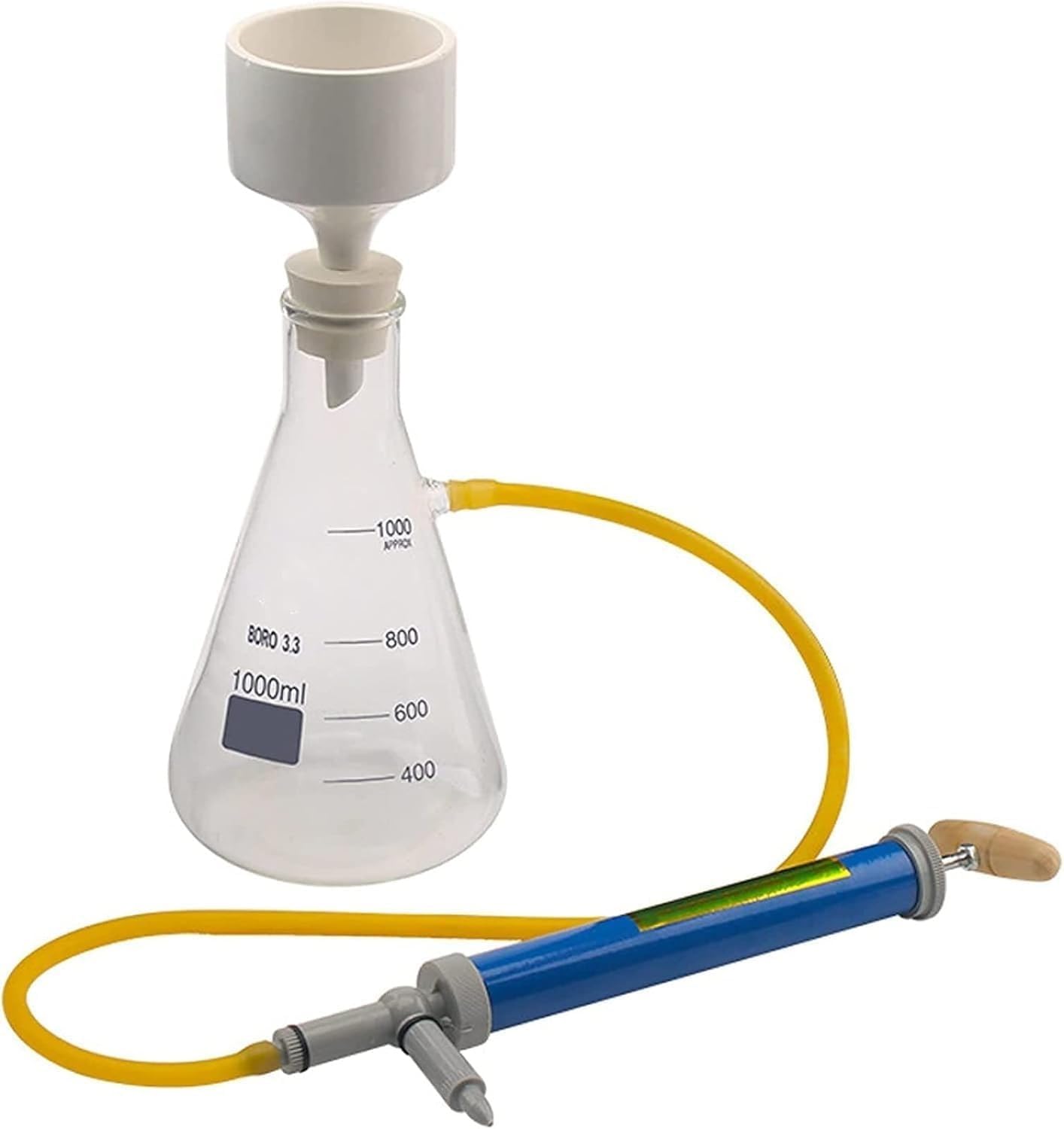 Aparato de destilación por filtración al vacío de laboratorio, filtro de succión de vacío de vidrio con embudo y kit de bomba, for reducir la presión en el experimento físico del filtro(1000ml)