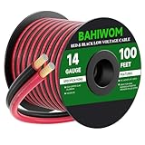 BAHIWOM 14 Gauge Wire 100FT 12V/24V DC Low Voltage Electrical Wire 2 Conductors Cable Flexible PVC Jacket Copper Clad Aluminum Extension Cord for Speaker, LED Strips, Automotive,Business