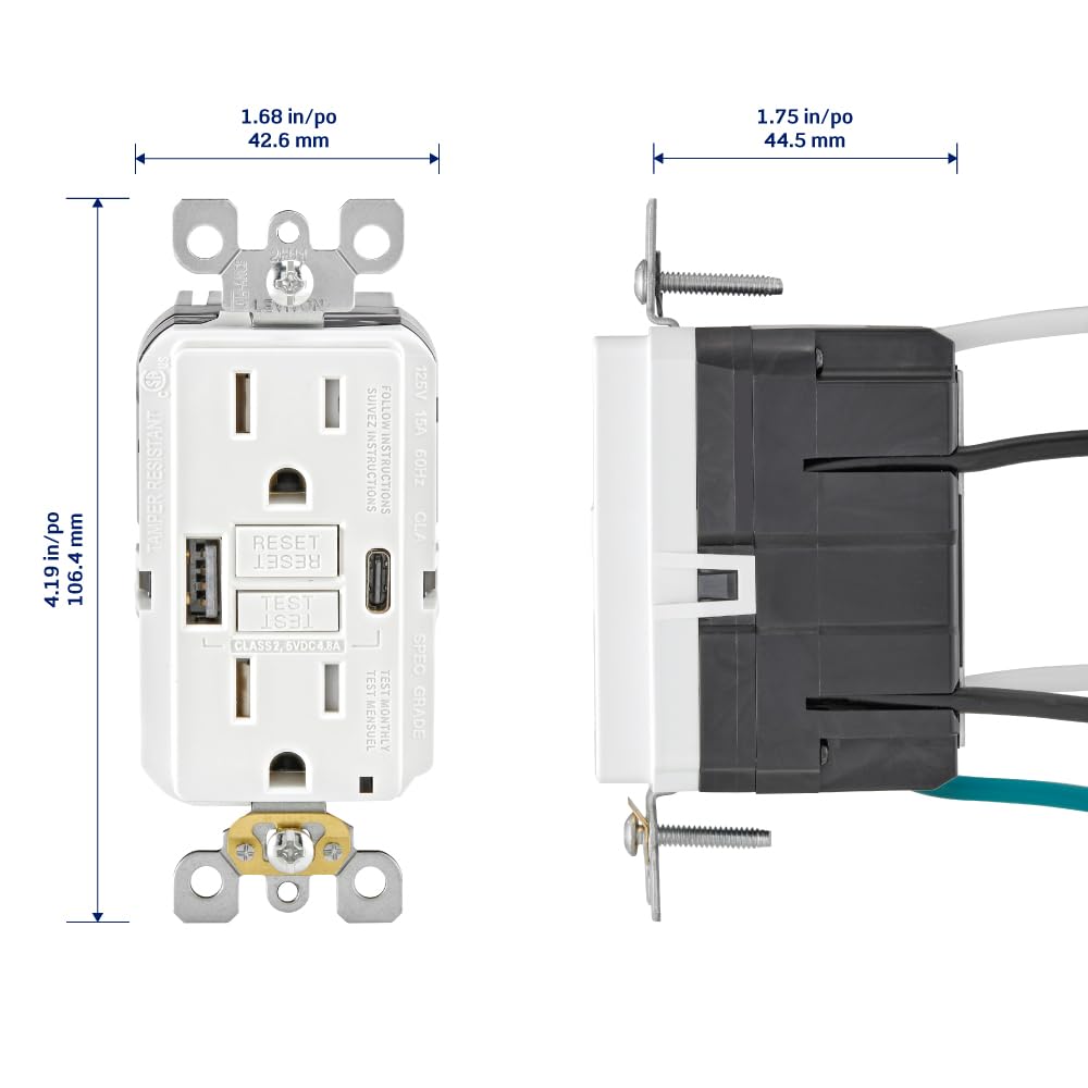 Leviton GFCI Outlet with USB - Tamper-Resistant -2