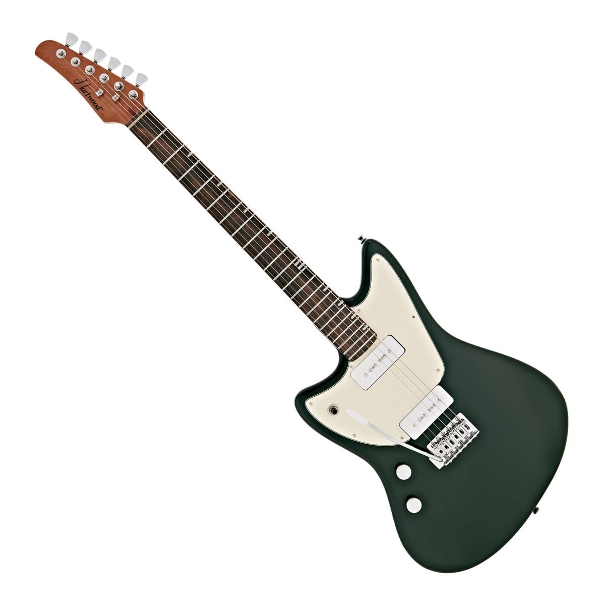 Hartwood Chitarra elettrica mancina Drifter, verde | Per suonatori mancini, manico satinato in acero torrefatto, P90 per un tono vintage articolato