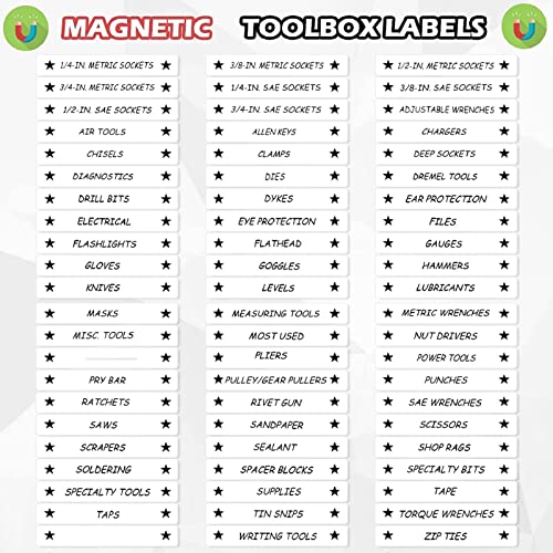 Image of Tenare Magnetic Tool Box Labels, 66 Pcs Toolbox Drawer Labels for Steel Chests, 4.5 x 0.75 Inch Organizer Magnets for Cabinets and Garage Storage(White)