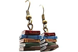 Adorable Classic Stack of Books Drop Dangle Earrings