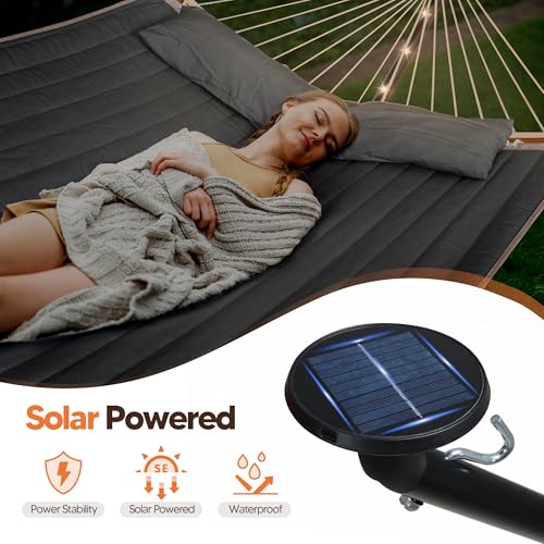 Image of SUNCREAT Backyard Hammock with Solar Powered Lights for Outside, Dark Grey