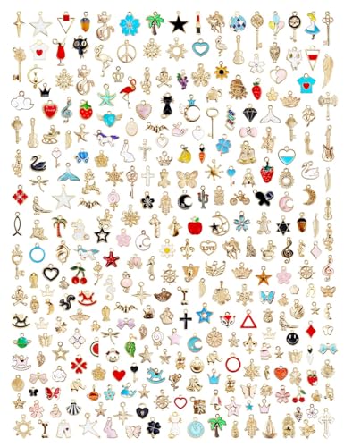 Reviews de Surtidos de abalorios . 44 JIALEEY - 300 abalorios de esmalte chapados en oro surtidos para hacer joyas, arete, collares, pulseras, aleación, Esmalte