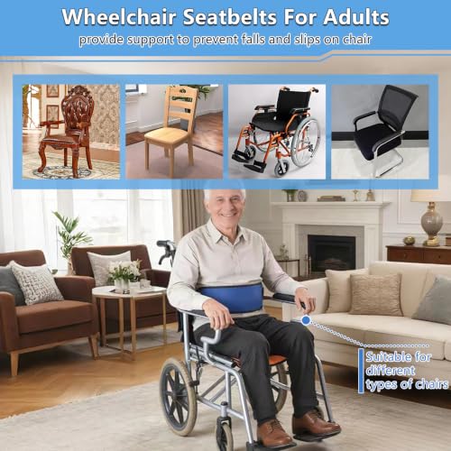 Image of Wheelchair Seatbelt,Wheelchair Harness for Adults,Safety Belt for the Elderly,Adjustable Straps for Dementia Patients Falling Out Prevention,Adults,The Elderly,Pregnant,Paralyzed(Blue)