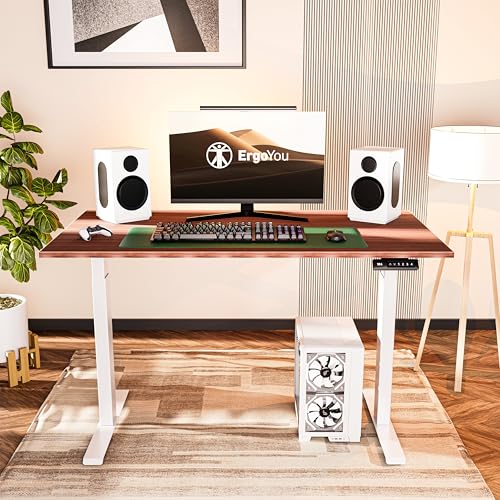 Image of ErgoYou - Electric Height Adjustable Standing Table - Dual Motor 3 Stage - 125 Kg Max Weight Capacity - E15 Series - Ergonomic Sit Stand Computer Desk (Walnut, 47 x 23.5 inches)
