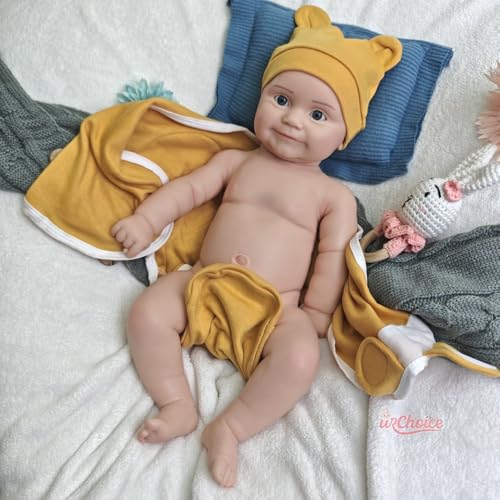 50 cm lebensechte Reborn-Babypuppe Mädchen aus Silikon mit offenem Mund – realistische Neugeborenenpuppe mit offenen Augen – Bild 5