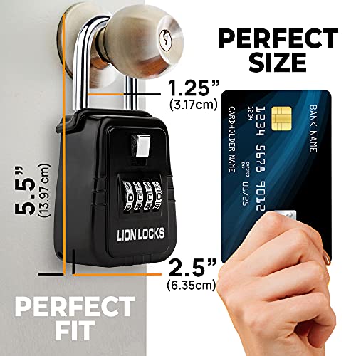 Lion Locks 1500 Key Storage Lockbox, Set-Your-Own Code Lock Portable Key Holder, Rust-Proof, Secure Outdoor Key Safe, Hide-A-Key Safe Box Lock Box, Airbnb, Construction (2-Pack/Black) #TOP1