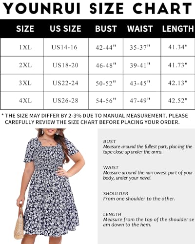 Womens-Casual-Summer-Smocked-Ruffle-Dresses-2024-Plus-Size-Square-Neck-Woven-Midi-Floral-Wedding-Guest-Dress