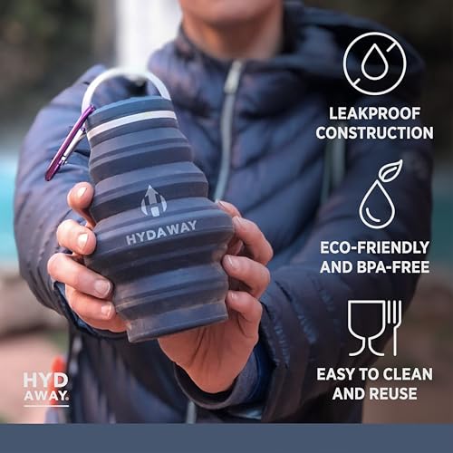 Image of HYDAWAY 17oz Travel Collapsible Water Bottle - BPA-Free, Leakproof, Lightweight, Space-Saving