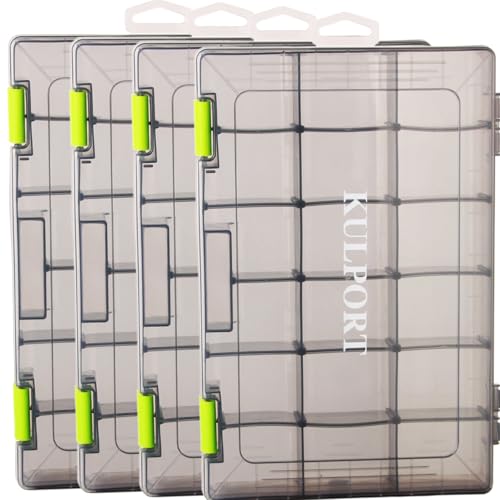 Cajas de Pesca KULPORT Plástico Organizador con Divisores Removibles, Bandeja 3600, Pack de 4 Cajas Grises miniatura 1