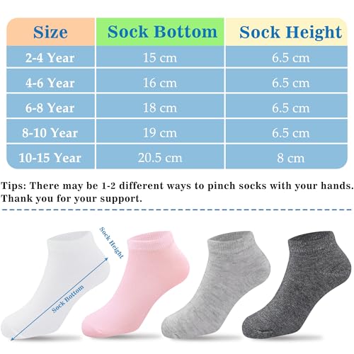 Duufin 12 Pairs Girls Socks Ankle Athletic Half Cushion Low Cut Socks for Girls Kids2